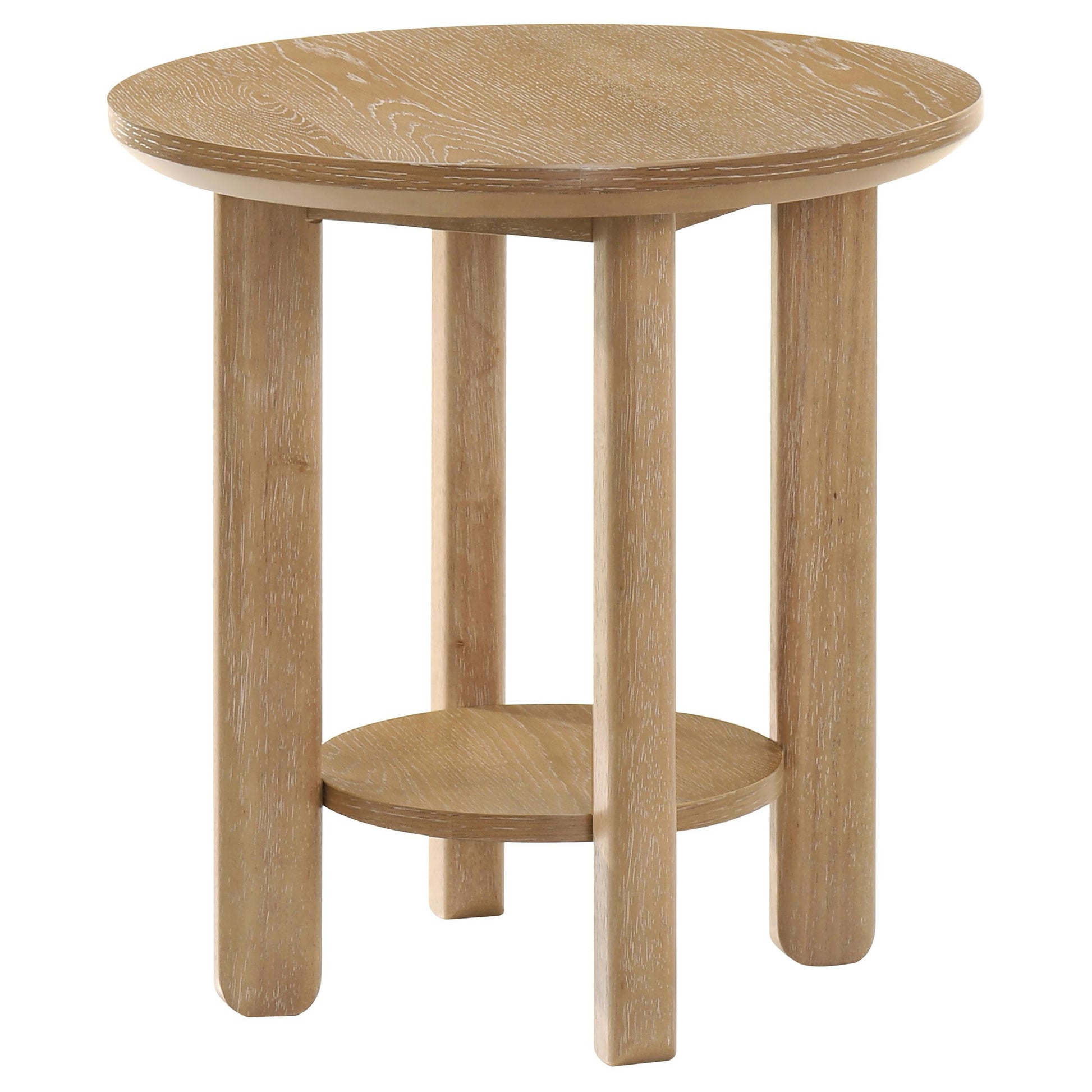  Coaster Furniture Ottowa 706297 Round Wood End Table with Shelf - Light Oak IMAGE 3