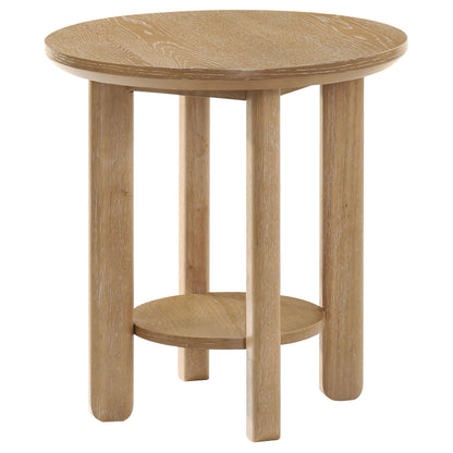  Coaster Furniture Ottowa 706297 Round Wood End Table with Shelf - Light Oak IMAGE 3