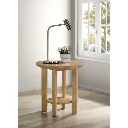  Coaster Furniture Ottowa 706297 Round Wood End Table with Shelf - Light Oak IMAGE 5