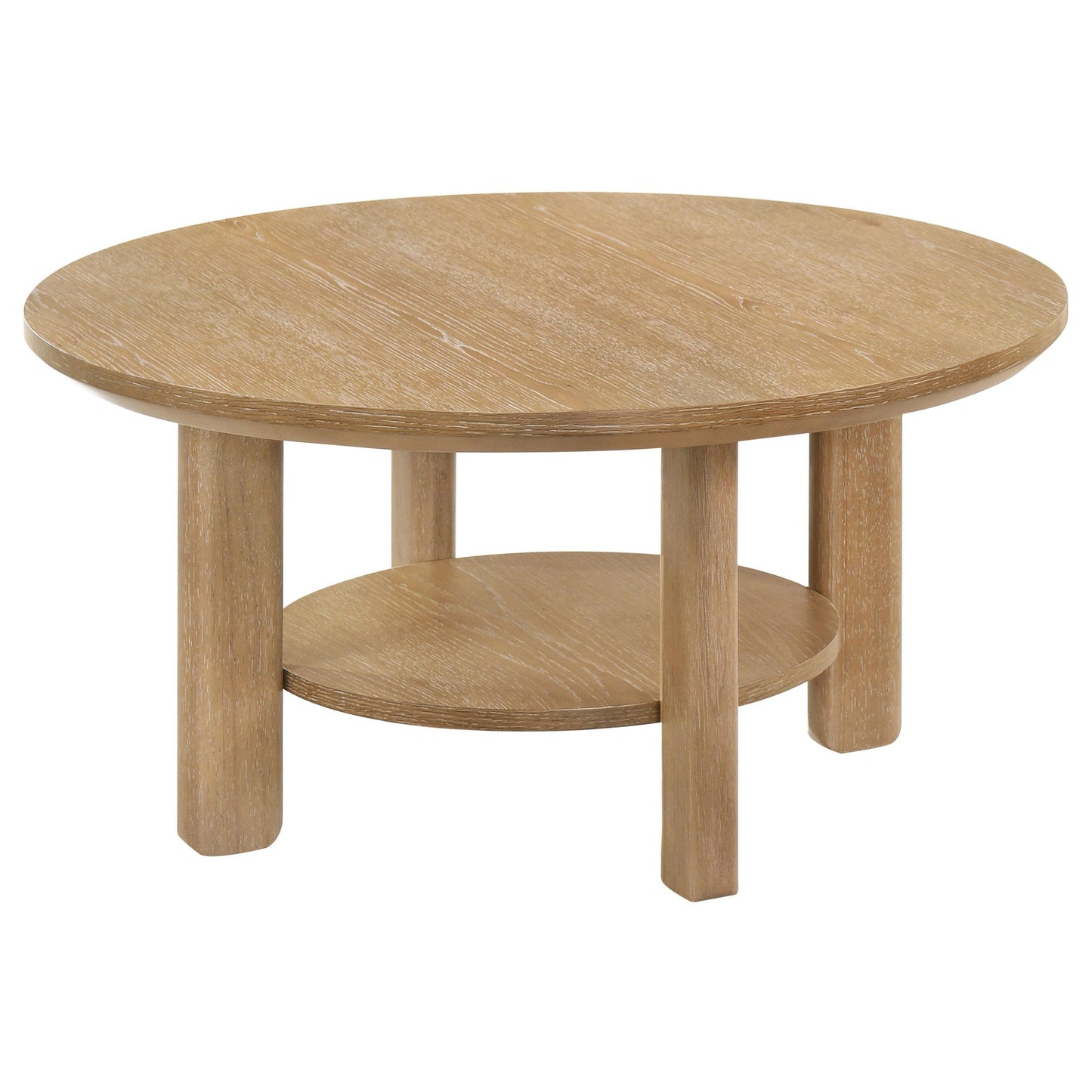  Coaster Furniture Ottowa 706298 36-inch Round Wood Coffee Table - Light Oak IMAGE 3