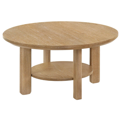  Coaster Furniture Ottowa 706298 36-inch Round Wood Coffee Table - Light Oak IMAGE 3