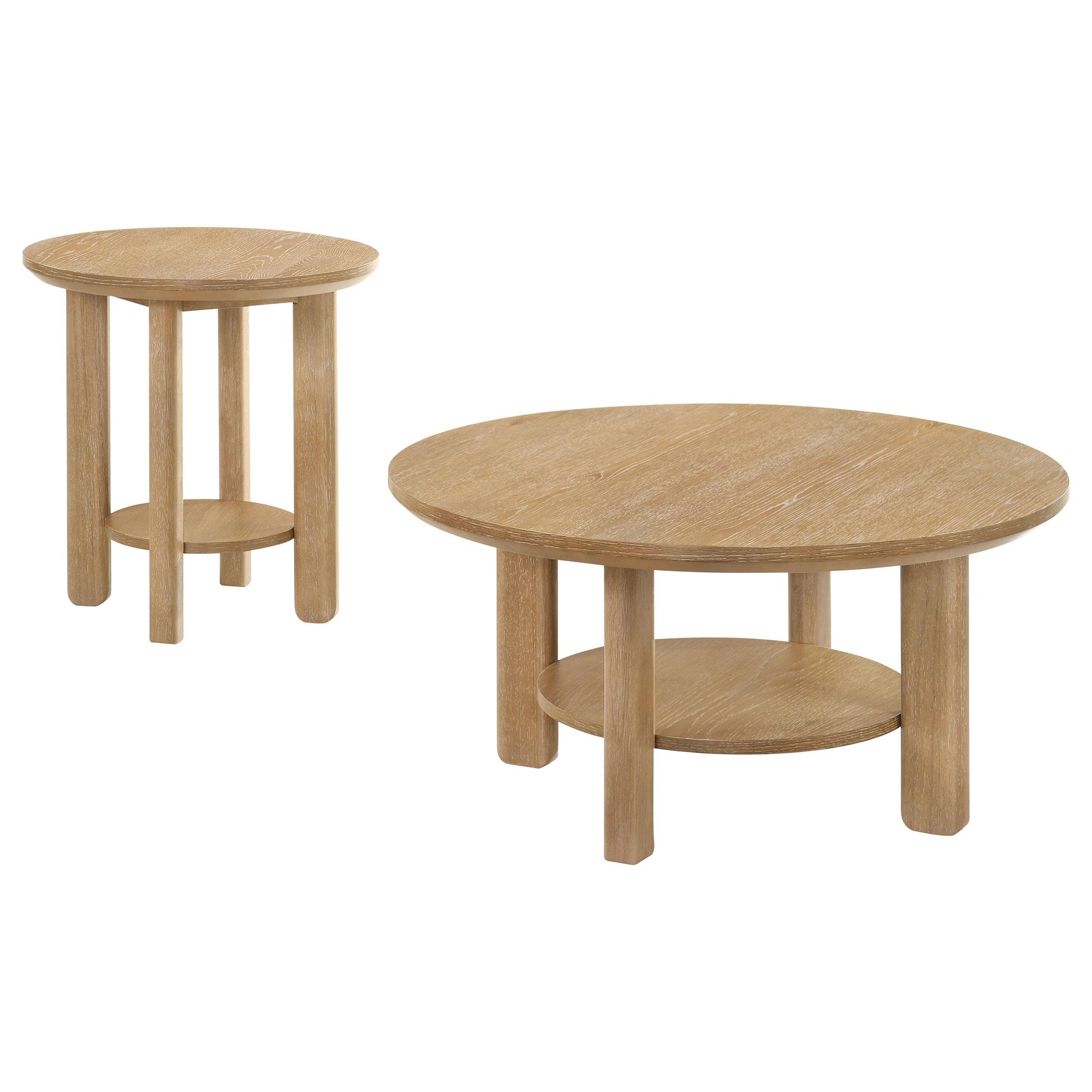  Coaster Furniture Ottowa 706298-S2 2-piece Round Wood Coffee Table Set - Light Oak IMAGE 6