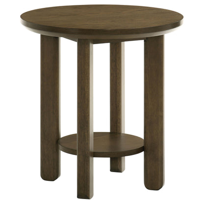  Coaster Furniture Ottowa 706307 22-Inch Round Wood End Table with Shelf - Brown IMAGE 2