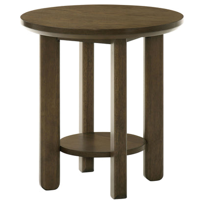  Coaster Furniture Ottowa 706307 22-Inch Round Wood End Table with Shelf - Brown IMAGE 3