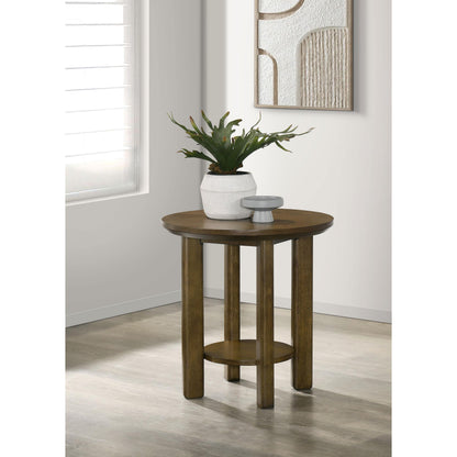  Coaster Furniture Ottowa 706307 22-Inch Round Wood End Table with Shelf - Brown IMAGE 4