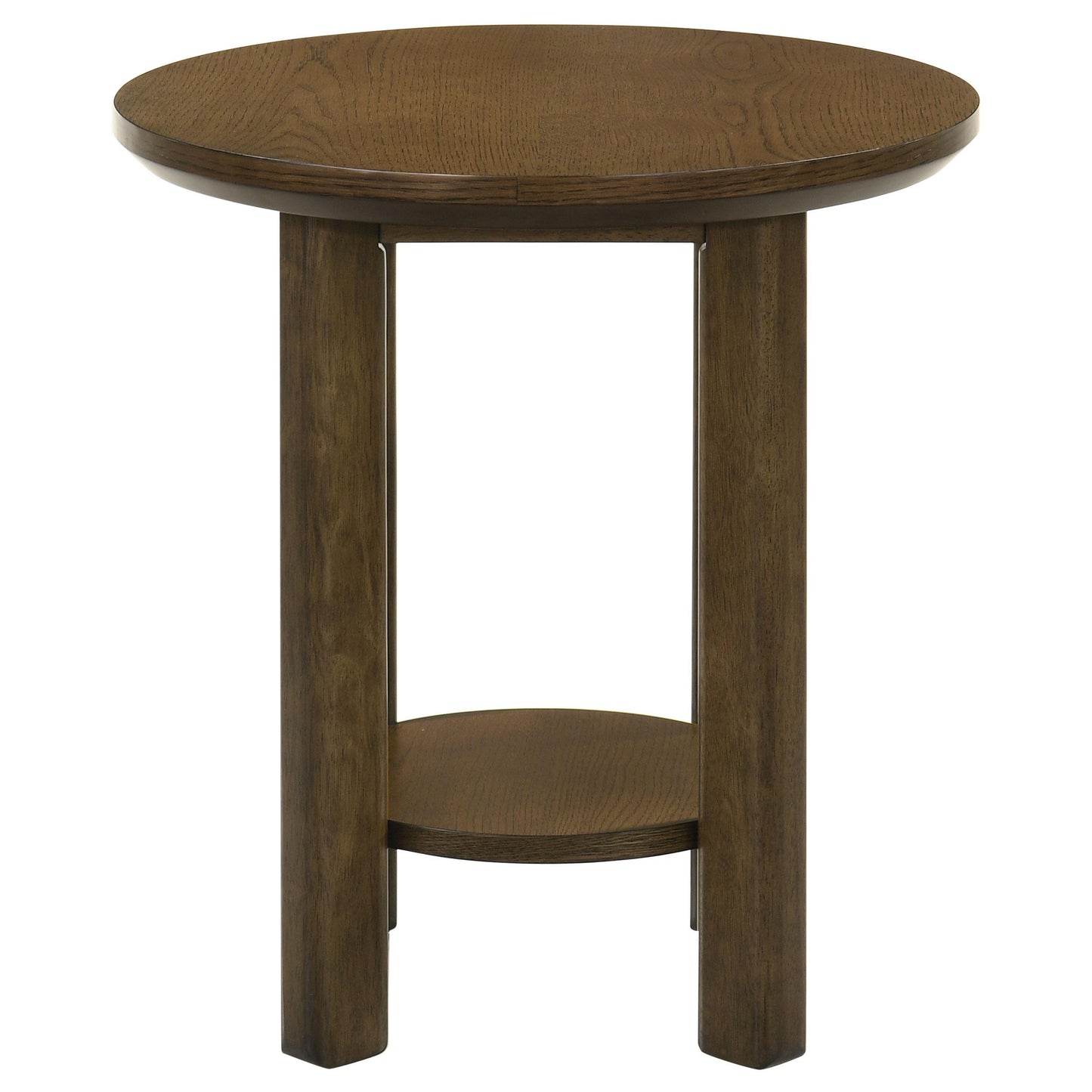  Coaster Furniture Ottowa 706307 22-Inch Round Wood End Table with Shelf - Brown IMAGE 5