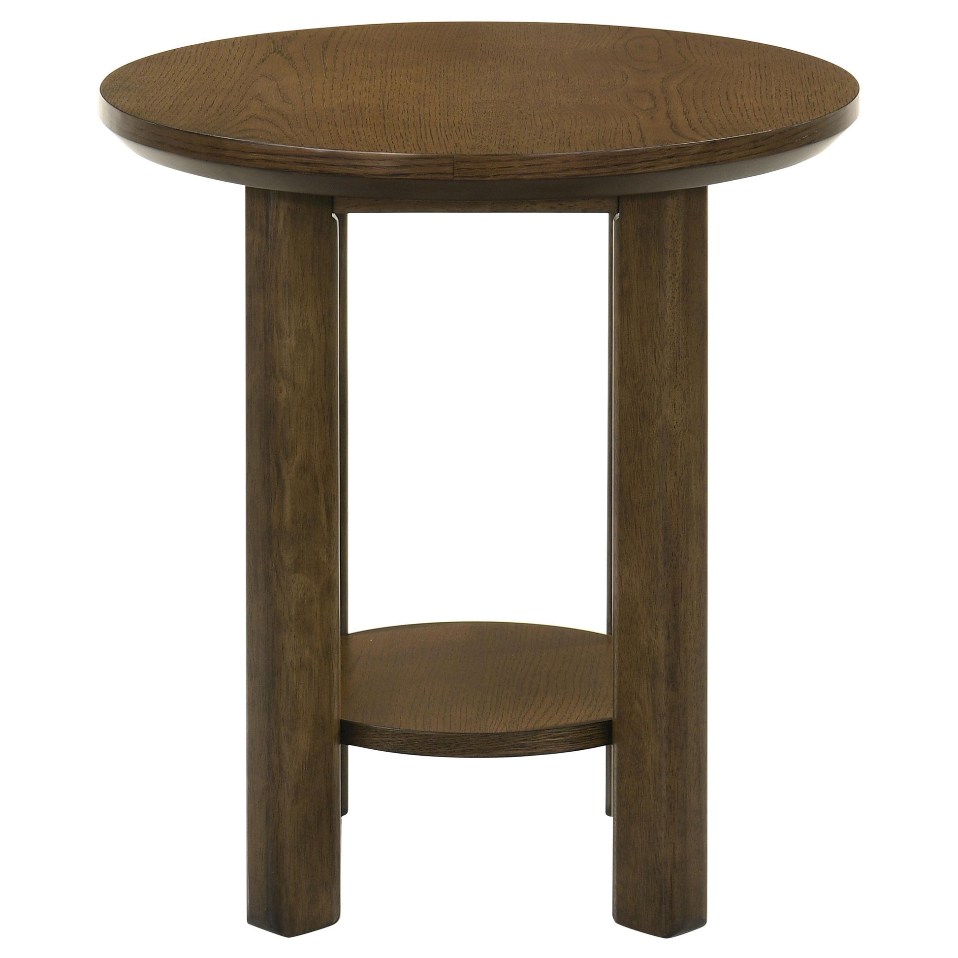  Coaster Furniture Ottowa 706307 22-Inch Round Wood End Table with Shelf - Brown IMAGE 5
