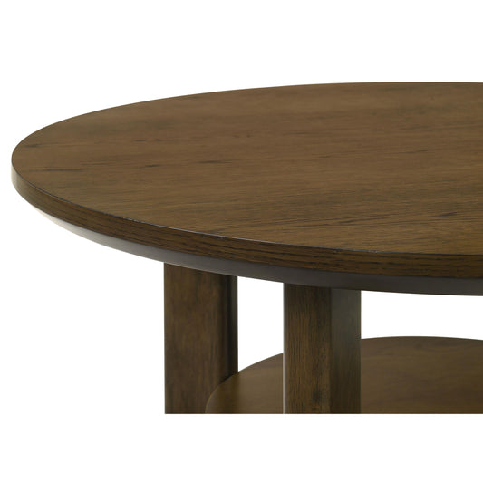  Coaster Furniture Ottowa 706308-S3 3-piece Round Wood Coffee Table Set - Brown IMAGE 1