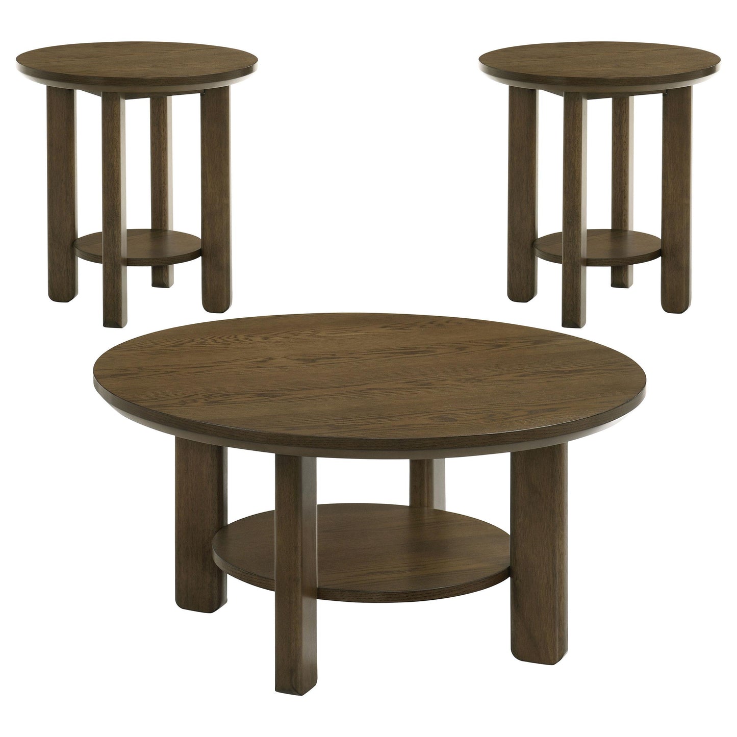  Coaster Furniture Ottowa 706308-S3 3-piece Round Wood Coffee Table Set - Brown IMAGE 6