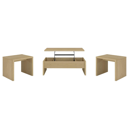  Coaster Furniture Canoga 706348-S3 3-piece Lift Top Cocktail Coffee Table Set - Light Oak IMAGE 1