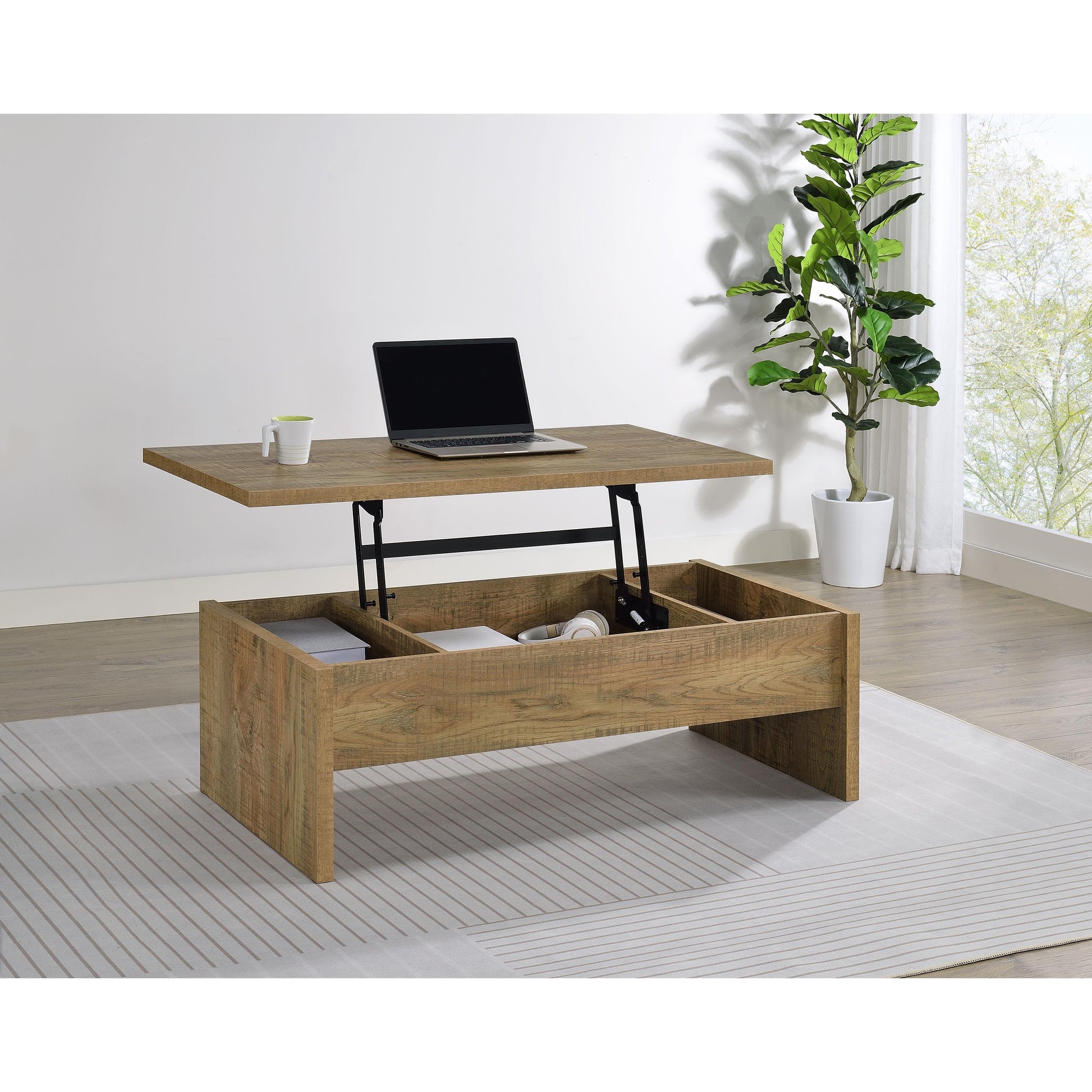  Coaster Furniture Canoga 706358 Engineered Wood Lift Top Coffee Table - Mango IMAGE 4