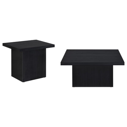  Coaster Furniture Devar 706408-S2 2-piece Square Cocktail Coffee End Table Set - Black IMAGE 1