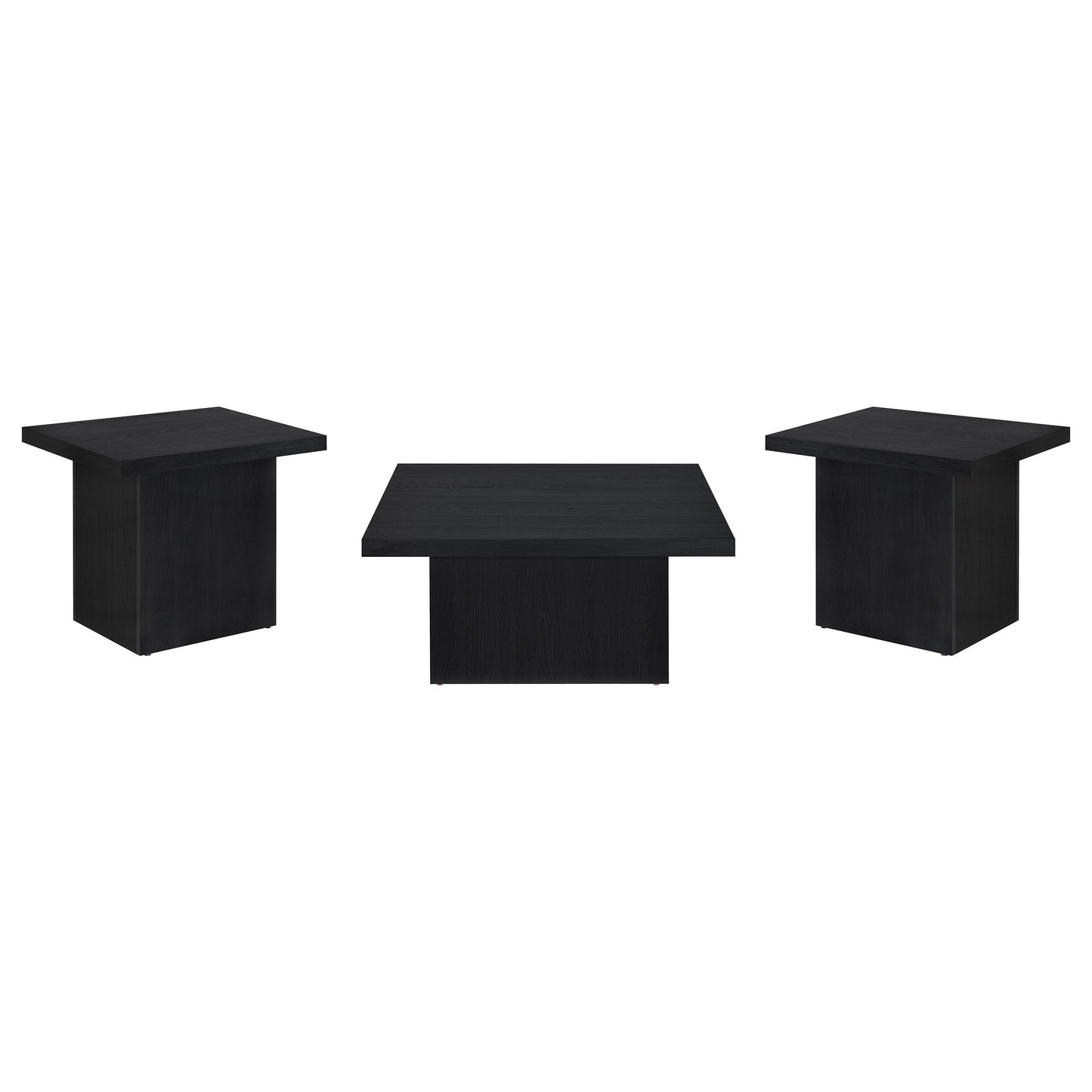  Coaster Furniture Devar 706408-S3 3-piece Square Cocktail Coffee End Table Set - Black IMAGE 1