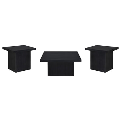  Coaster Furniture Devar 706408-S3 3-piece Square Cocktail Coffee End Table Set - Black IMAGE 1