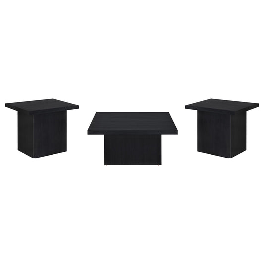  Coaster Furniture Devar 706408-S3 3-piece Square Cocktail Coffee End Table Set - Black IMAGE 1