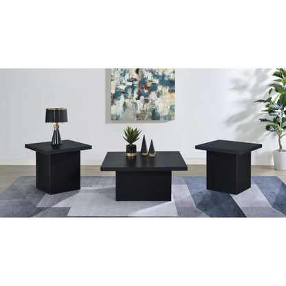  Coaster Furniture Devar 706408-S3 3-piece Square Cocktail Coffee End Table Set - Black IMAGE 2