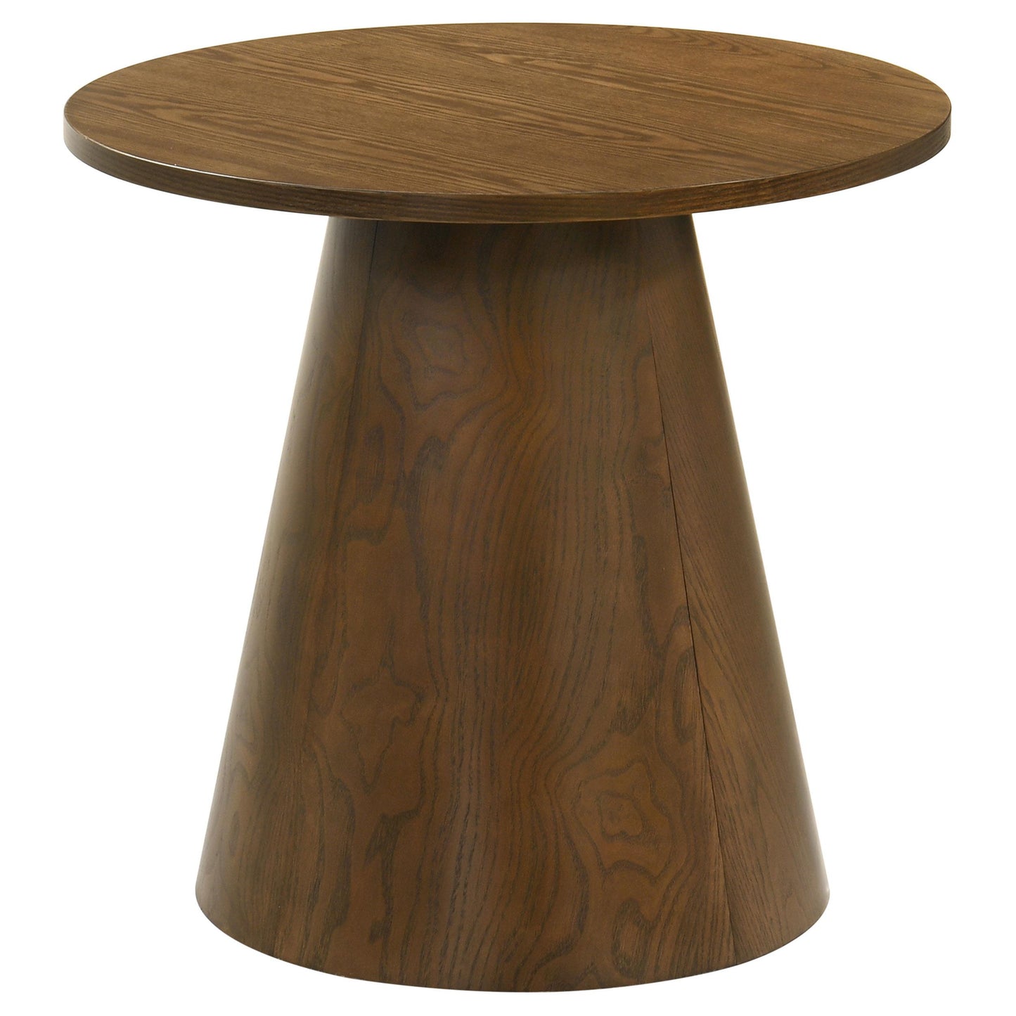  Coaster Furniture Franklin 706437 Round Wood Pedestal End Table - Dark Brown IMAGE 1