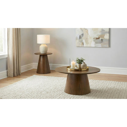  Coaster Furniture Franklin 706438 36-inch Round Pedestal Coffee Table - Dark Brown IMAGE 7