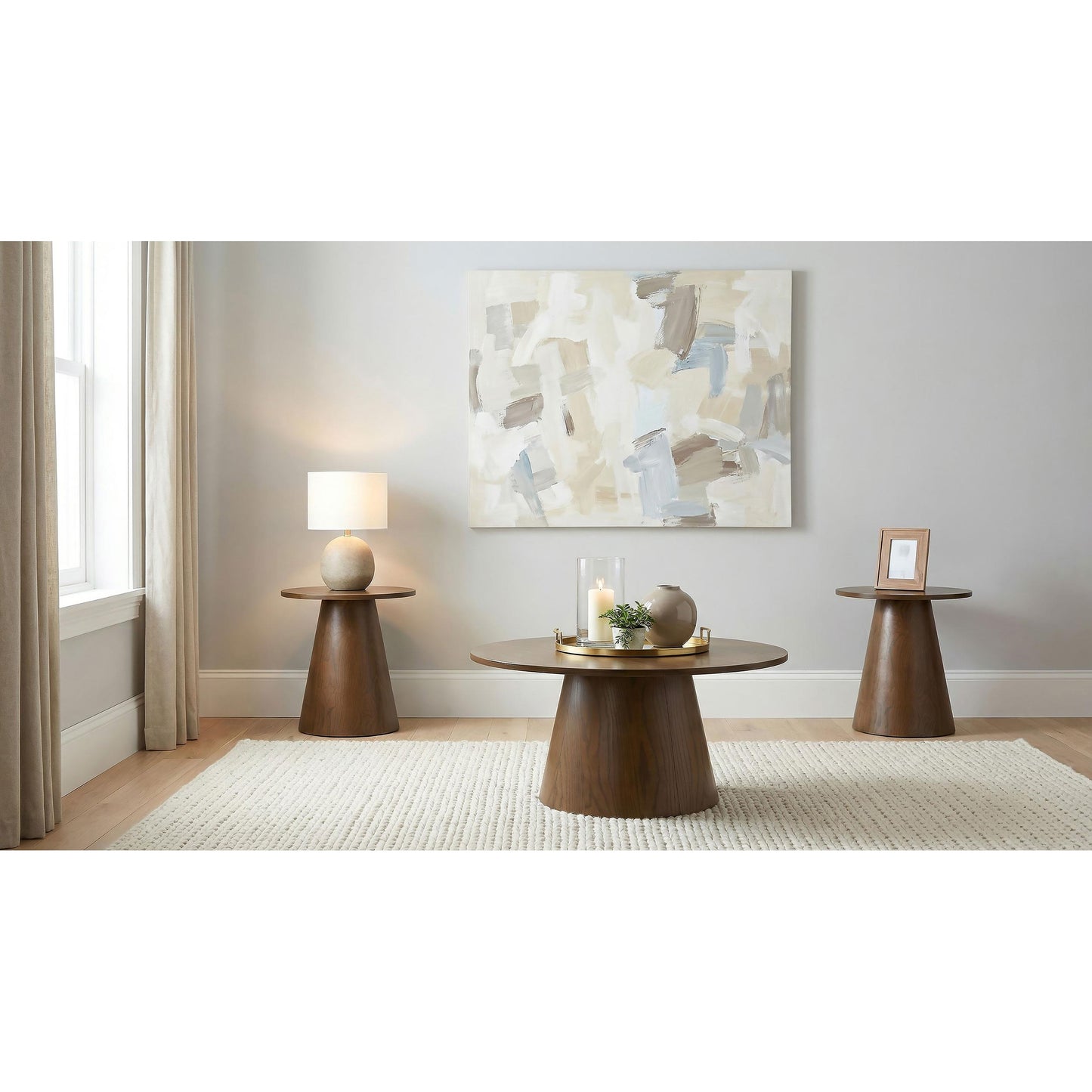  Coaster Furniture Franklin 706438-S3 3-piece Round Pedestal Coffee Table Set - Dark Brown IMAGE 2