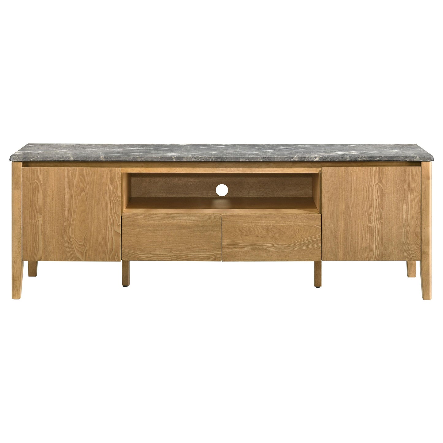  Coaster Furniture Bradley 706442 63-inch 2-Door SmartTop TV Stand - Grey/Natural IMAGE 7