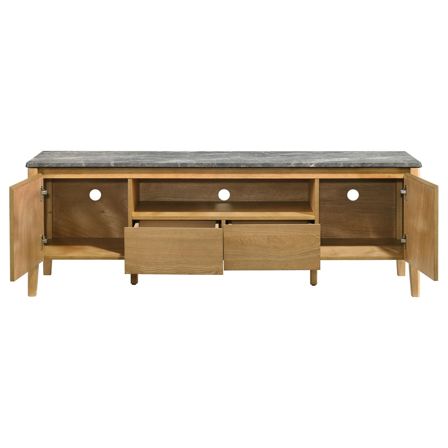  Coaster Furniture Bradley 706442 63-inch 2-Door SmartTop TV Stand - Grey/Natural IMAGE 9