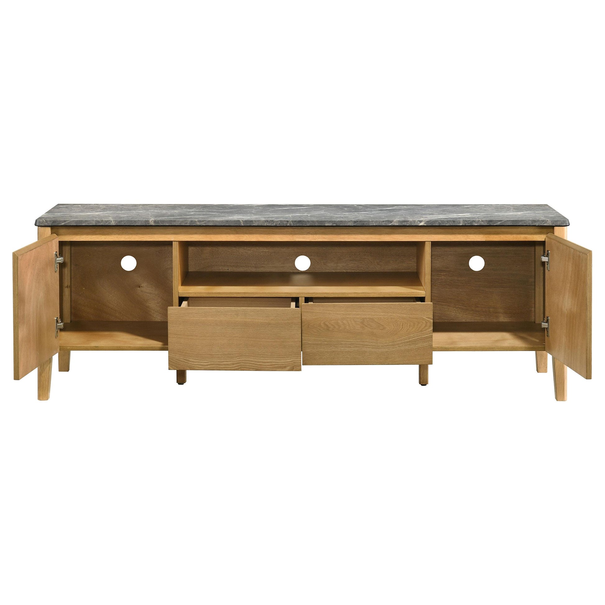  Coaster Furniture Bradley 706442 63-inch 2-Door SmartTop TV Stand - Grey/Natural IMAGE 9