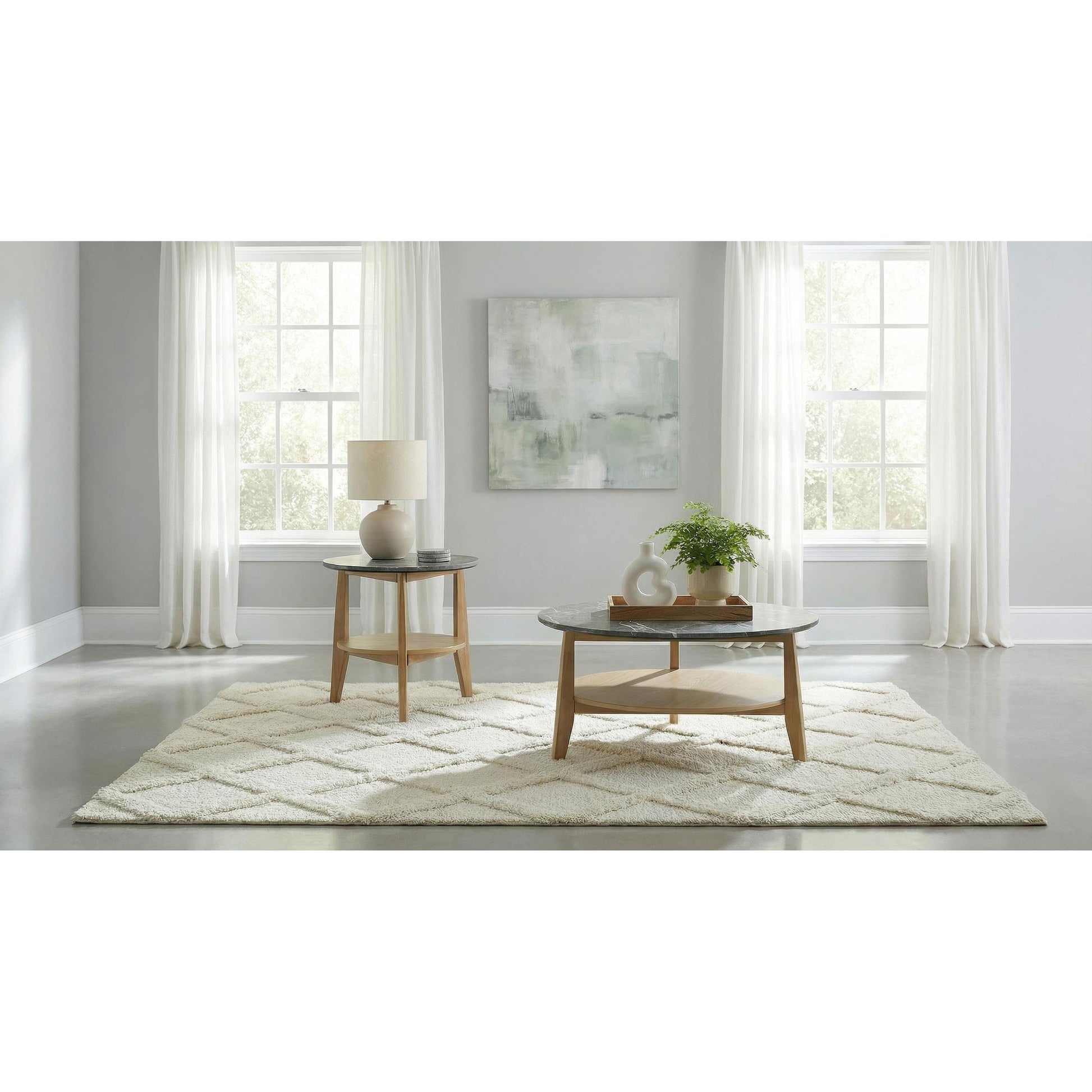  Coaster Furniture Bradley 706447 Round SmartTop Side Table - Grey/Natural IMAGE 10