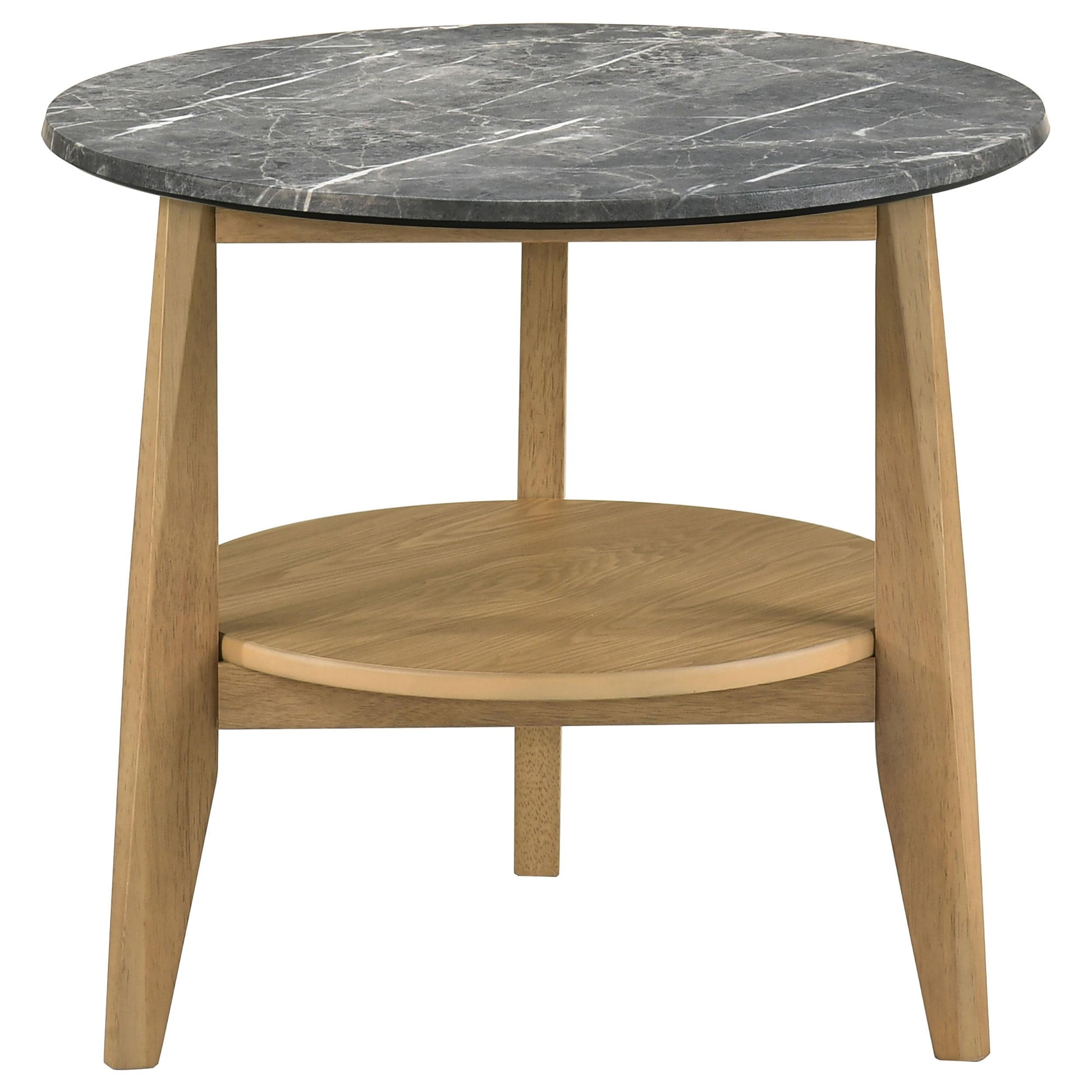  Coaster Furniture Bradley 706447 Round SmartTop Side Table - Grey/Natural IMAGE 2
