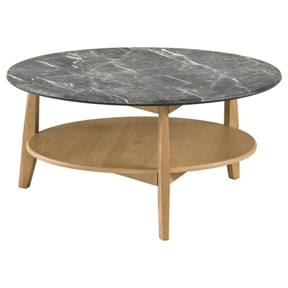  Coaster Furniture Bradley 706448 Round SmartTop Coffee Table - Grey/Natural IMAGE 1