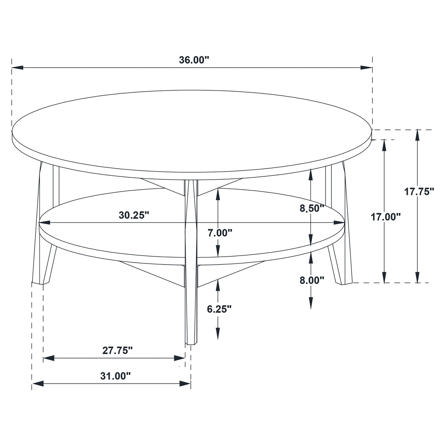  Coaster Furniture Bradley 706448 Round SmartTop Coffee Table - Grey/Natural IMAGE 9