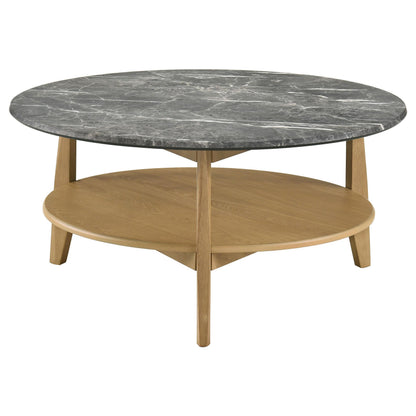  Coaster Furniture Bradley 706448-S2 2-Piece Round SmartTop Coffee Table Set - Grey/Natural IMAGE 5