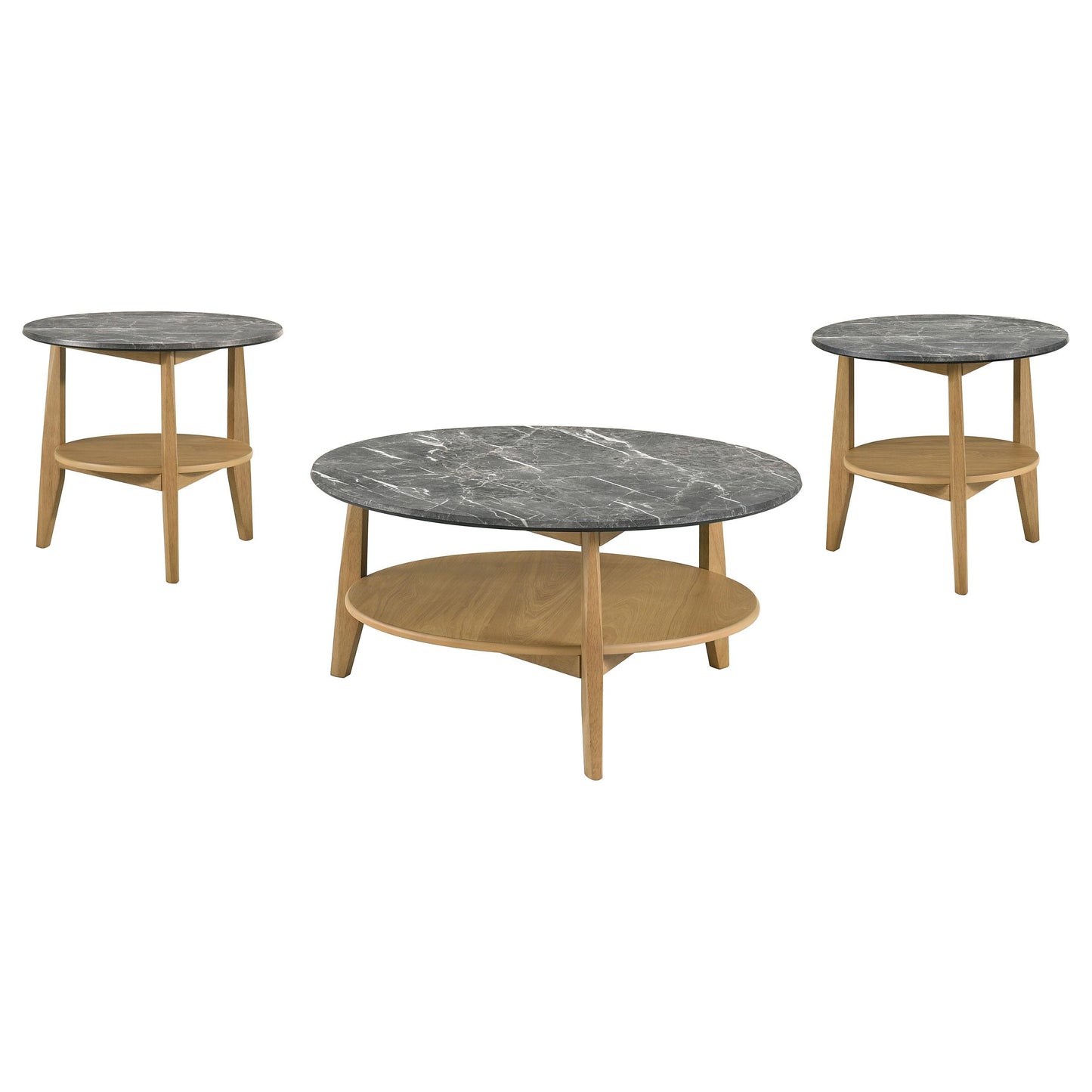  Coaster Furniture Bradley 706448-S3 3-Piece Round SmartTop Coffee Table Set - Grey/Natural IMAGE 1
