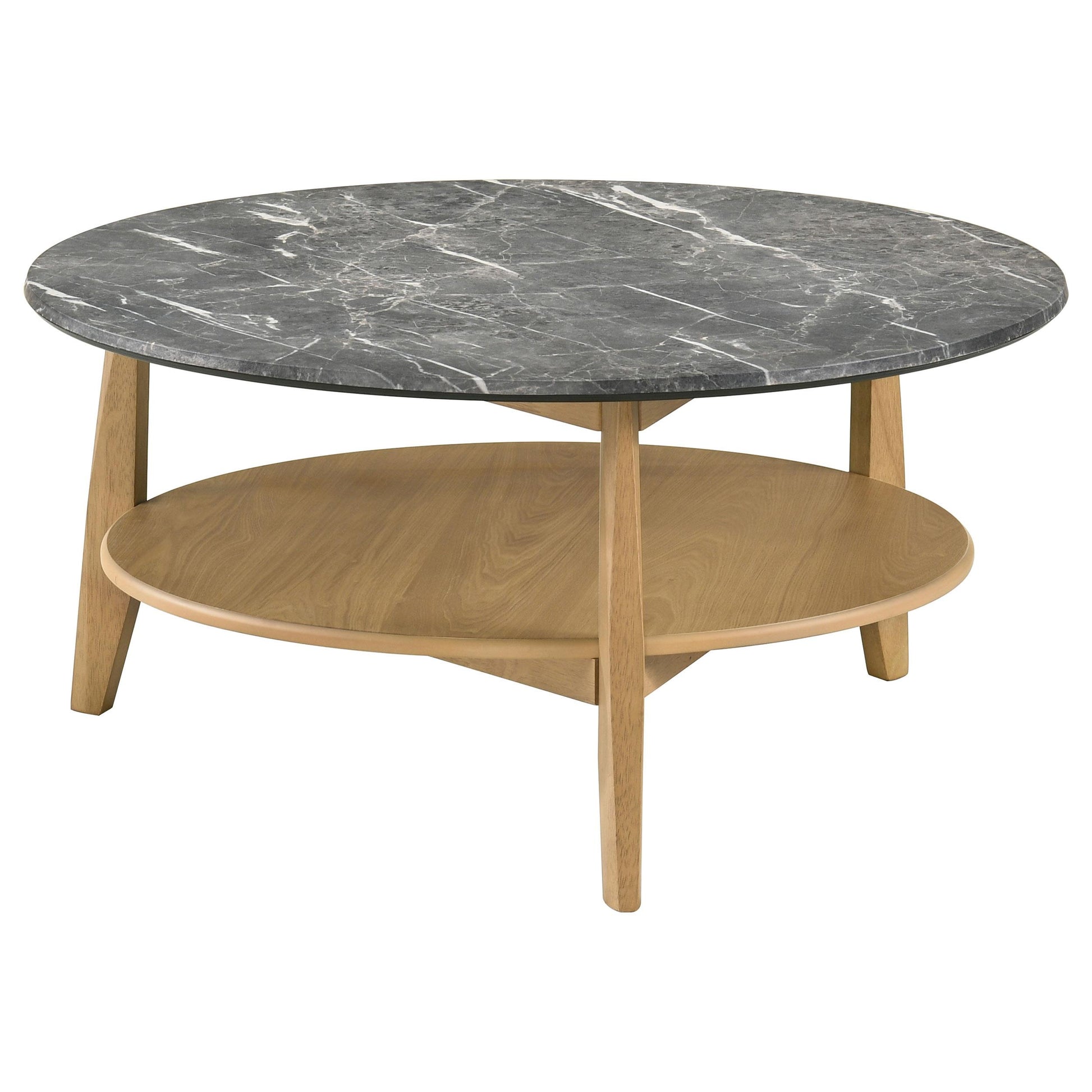  Coaster Furniture Bradley 706448-S3 3-Piece Round SmartTop Coffee Table Set - Grey/Natural IMAGE 3