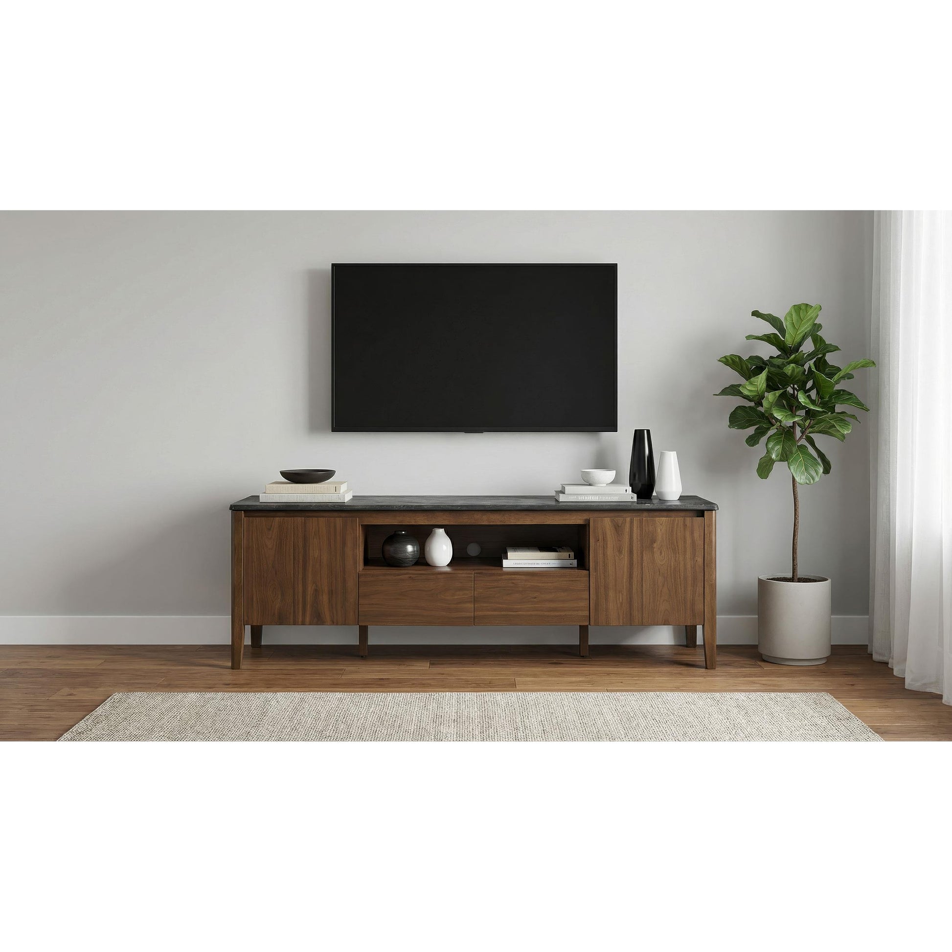  Coaster Furniture Bradley 706452 63-inch 2-Door SmartTop TV Stand Smokey and Brown - Smokey Grey/Brown IMAGE 4