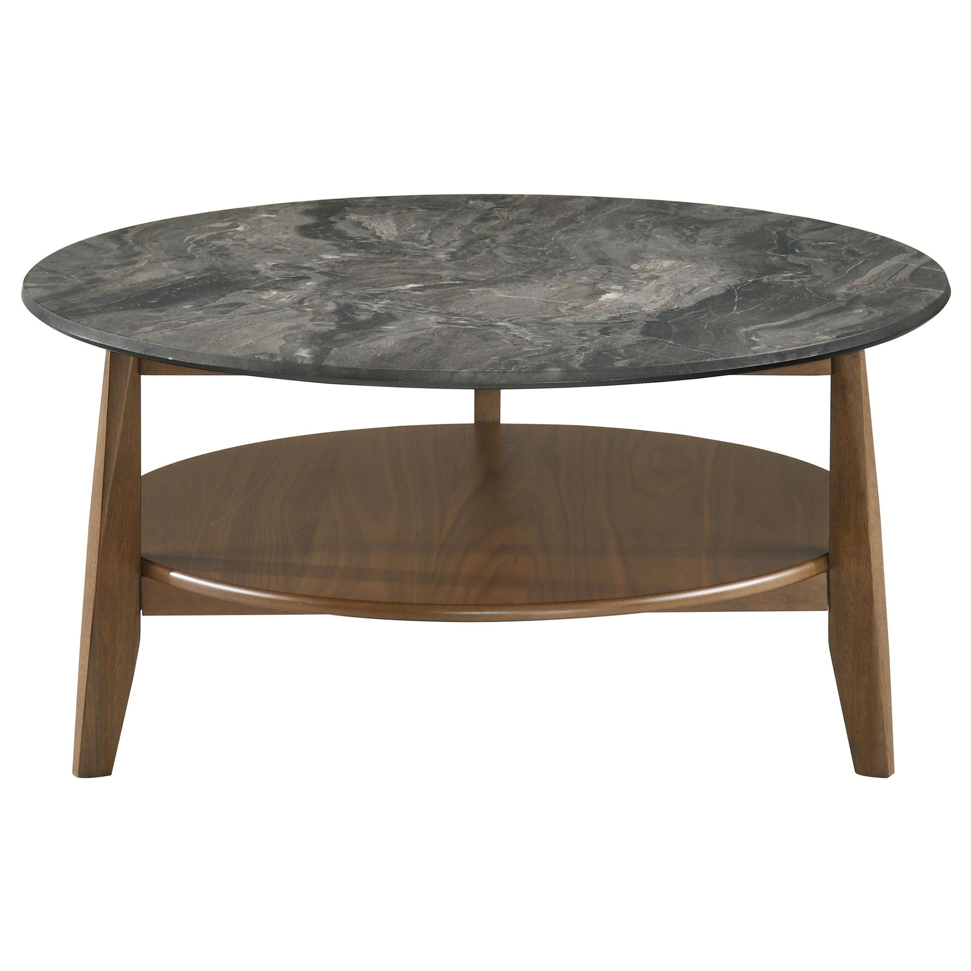  Coaster Furniture Bradley 706458 Round SmartTop Coffee Table - Smokey Grey/Brown IMAGE 1