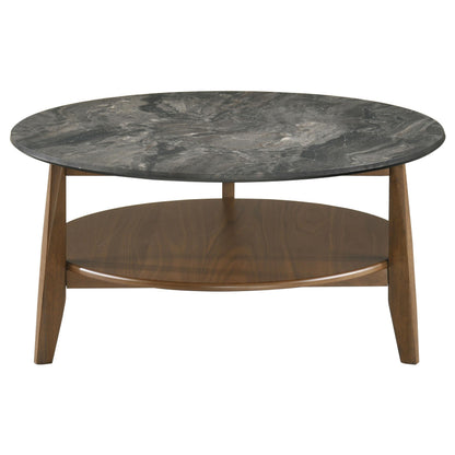  Coaster Furniture Bradley 706458 Round SmartTop Coffee Table - Smokey Grey/Brown IMAGE 1