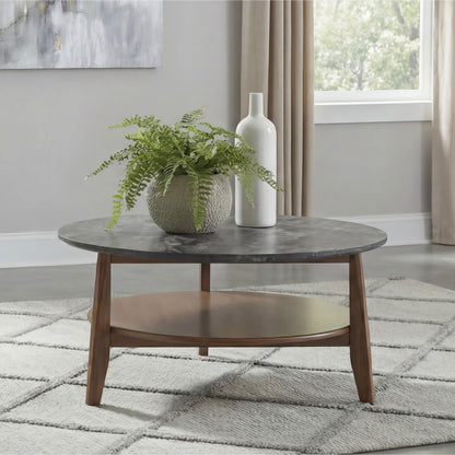  Coaster Furniture Bradley 706458 Round SmartTop Coffee Table - Smokey Grey/Brown IMAGE 4