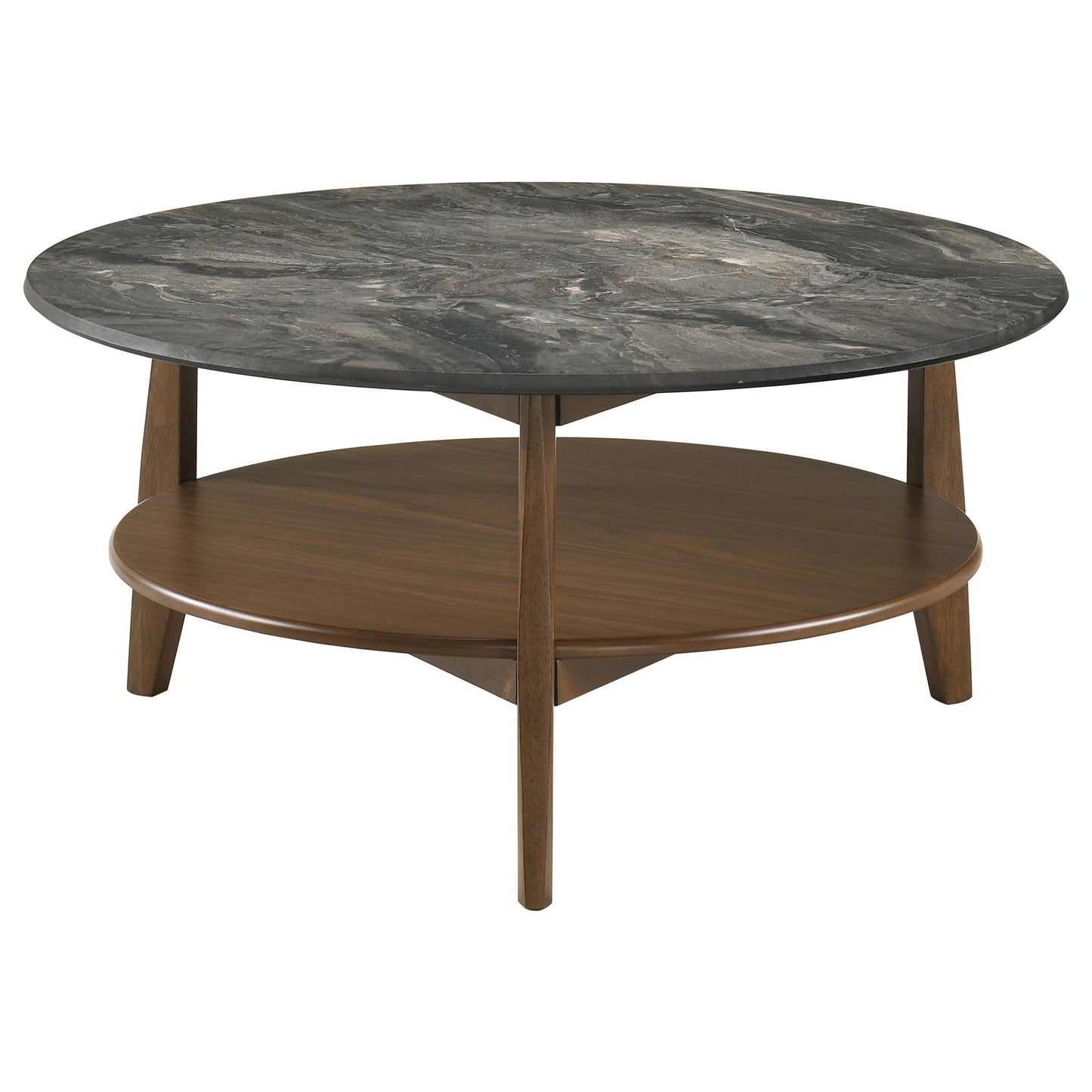  Coaster Furniture Bradley 706458 Round SmartTop Coffee Table - Smokey Grey/Brown IMAGE 7