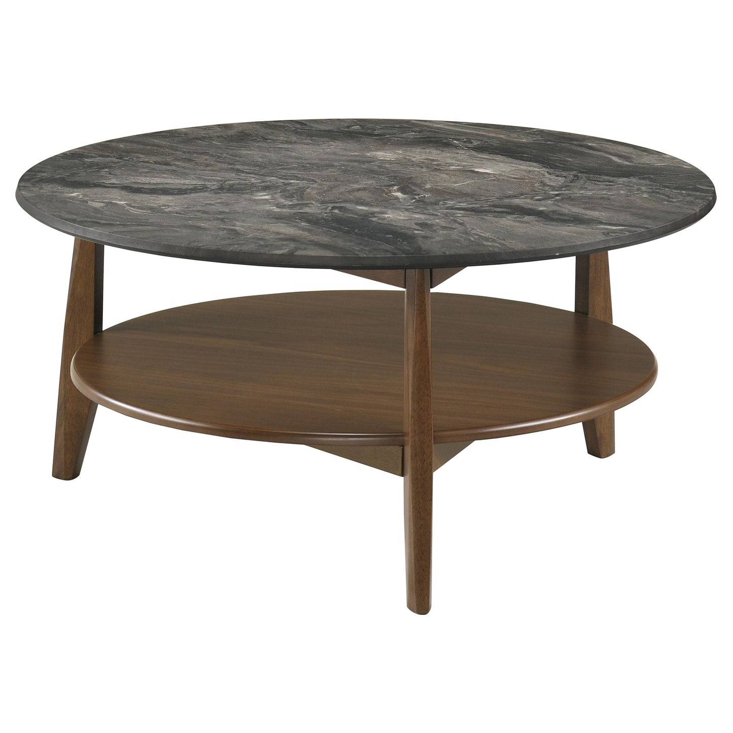  Coaster Furniture Bradley 706458-S3 3-Piece Round SmartTop Coffee Table Set Smokey and Brown - Smokey Grey/Brown IMAGE 4