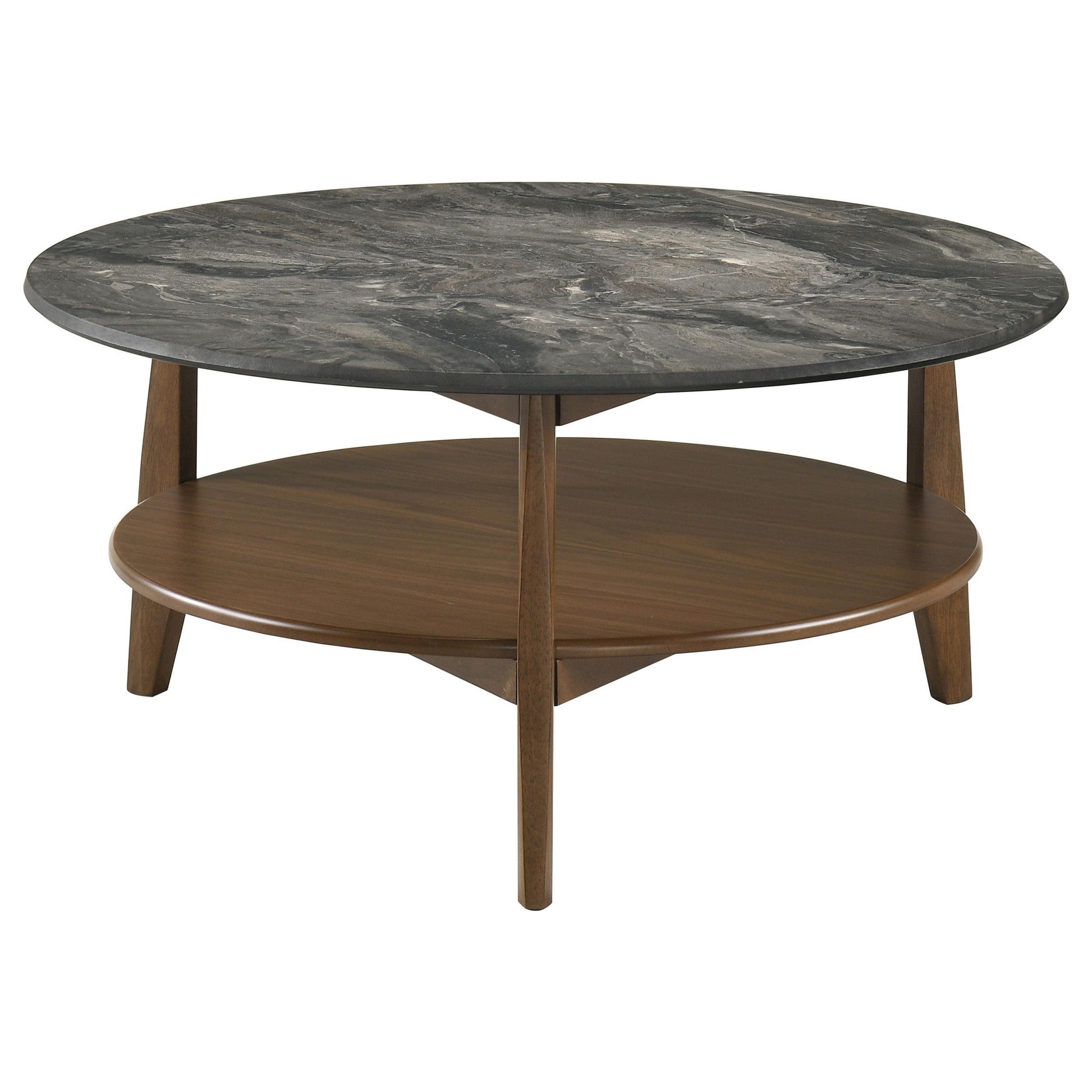  Coaster Furniture Bradley 706458-S3 3-Piece Round SmartTop Coffee Table Set Smokey and Brown - Smokey Grey/Brown IMAGE 6