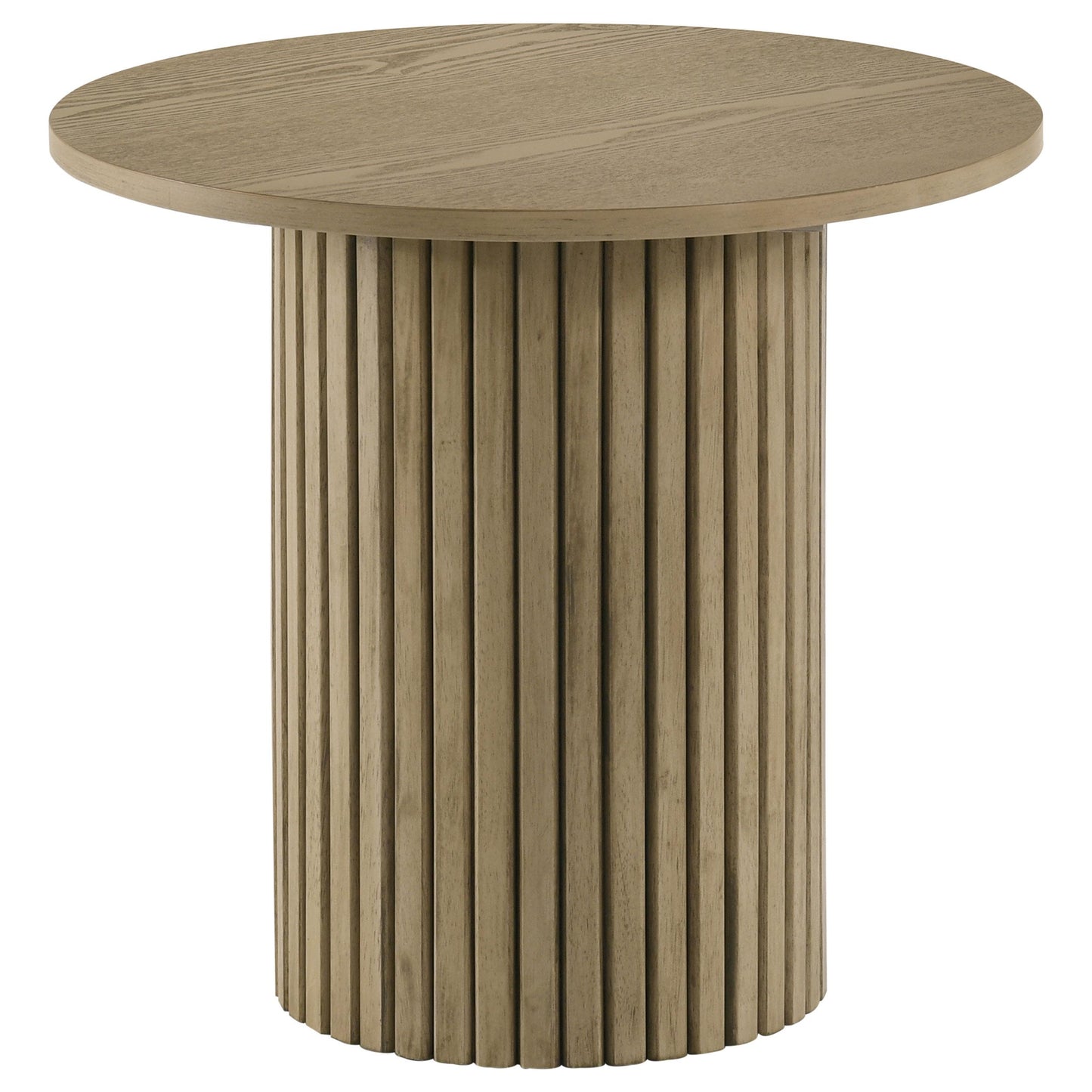  Coaster Furniture Hamlyn 706497 Round Fluted Occasional End Table - Natural Oak IMAGE 1
