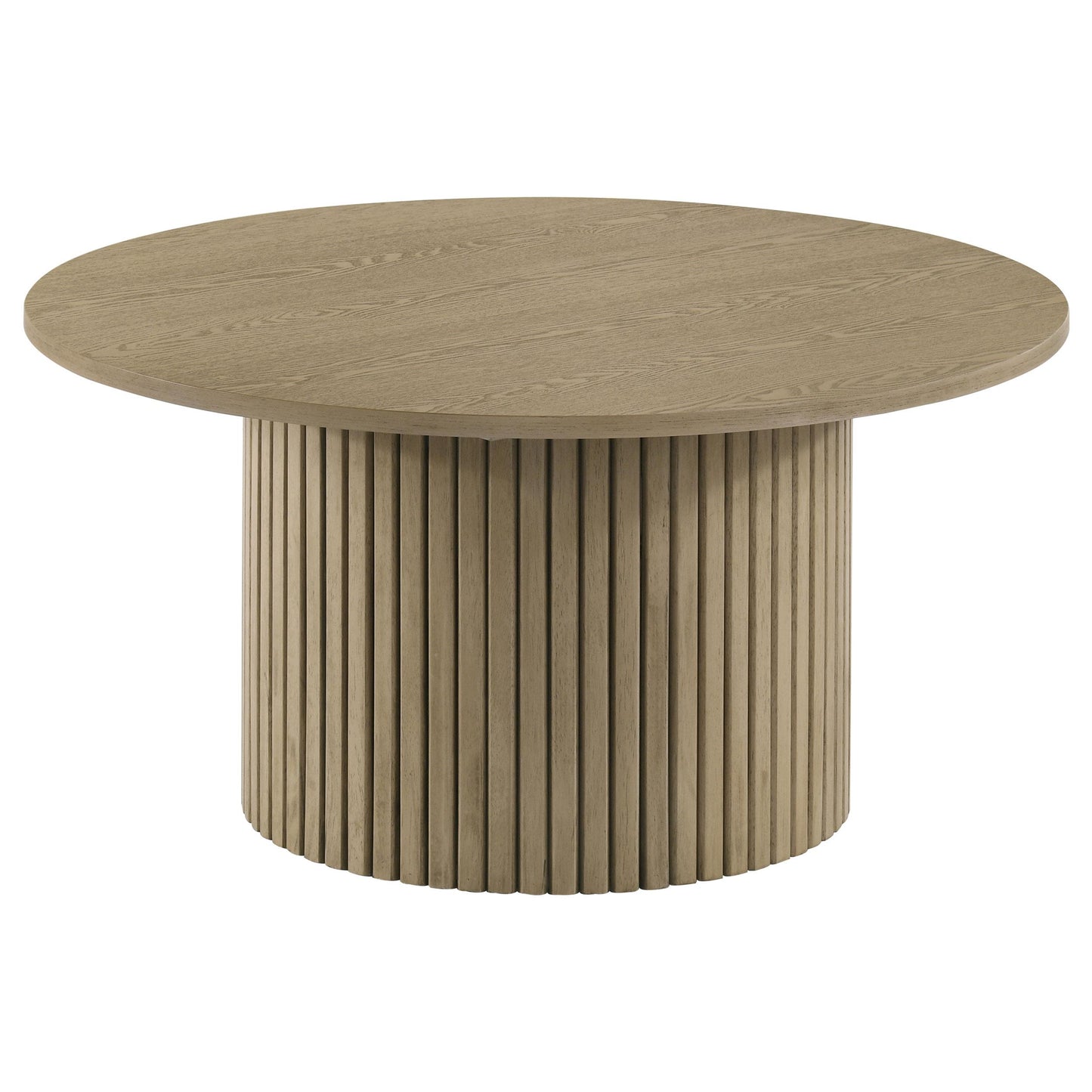  Coaster Furniture Hamlyn 706498 Round Fluted Occasional Coffee Table - Natural Oak IMAGE 1