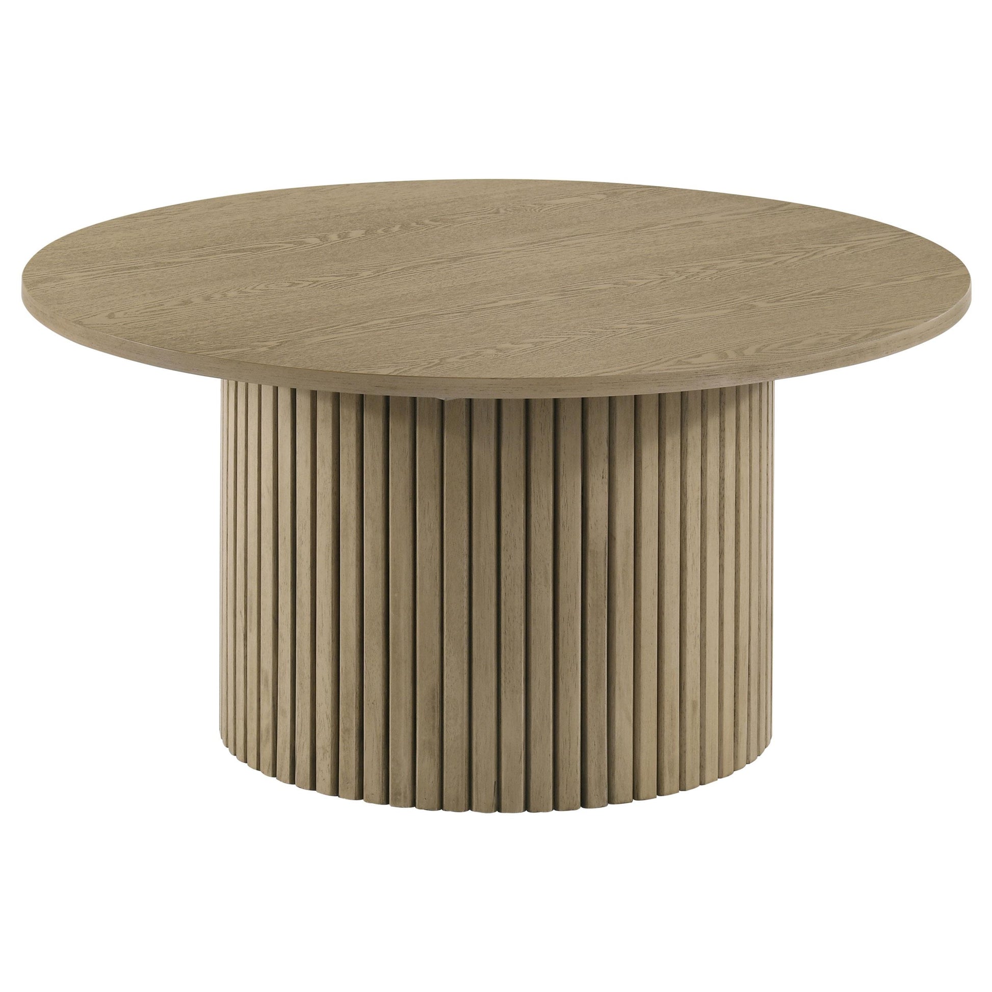  Coaster Furniture Hamlyn 706498 Round Fluted Occasional Coffee Table - Natural Oak IMAGE 1