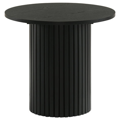  Coaster Furniture Hamlyn 706507 Round Fluted Occasional End Table - Black IMAGE 1