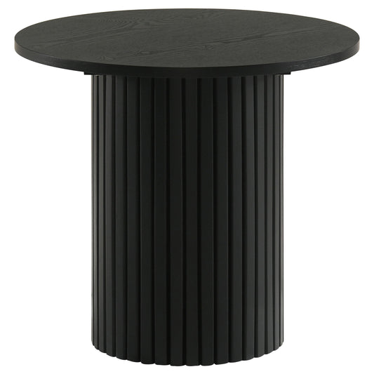  Coaster Furniture Hamlyn 706507 Round Fluted Occasional End Table - Black IMAGE 1