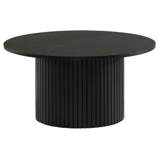  Coaster Furniture Hamlyn 706508 Round Fluted Occasional Coffee Table - Black IMAGE 1