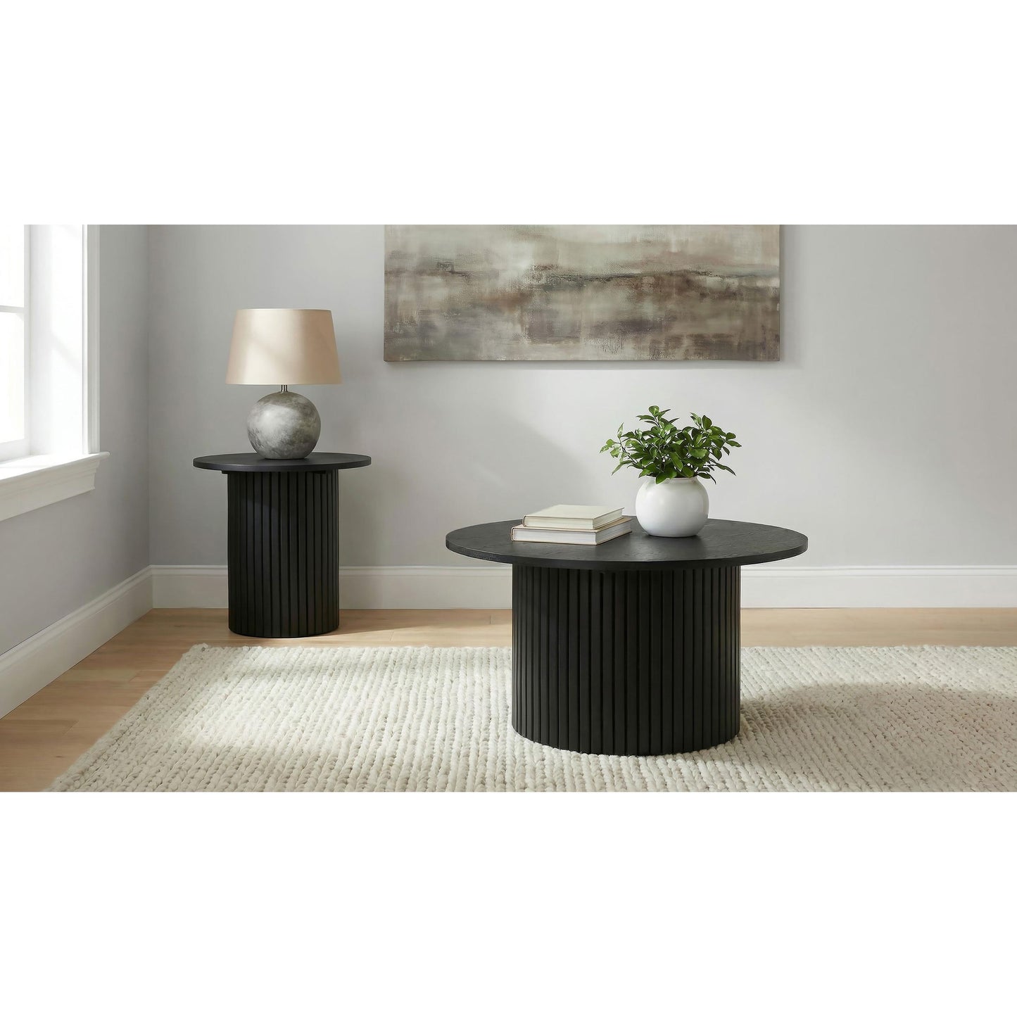  Coaster Furniture Hamlyn 706508 Round Fluted Occasional Coffee Table - Black IMAGE 3