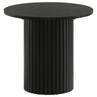 Coaster Furniture Hamlyn 706508-S2 2-piece Round Fluted Coffee and End Table Set - Black IMAGE 7