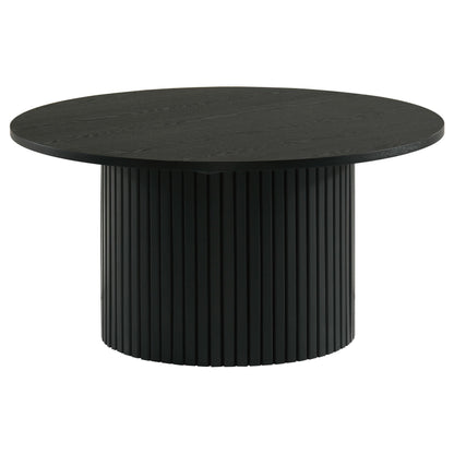  Coaster Furniture Hamlyn 706508-S3 3-piece Round Fluted Coffee and End Table Set - Black IMAGE 4