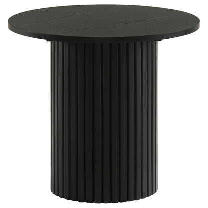  Coaster Furniture Hamlyn 706508-S3 3-piece Round Fluted Coffee and End Table Set - Black IMAGE 6